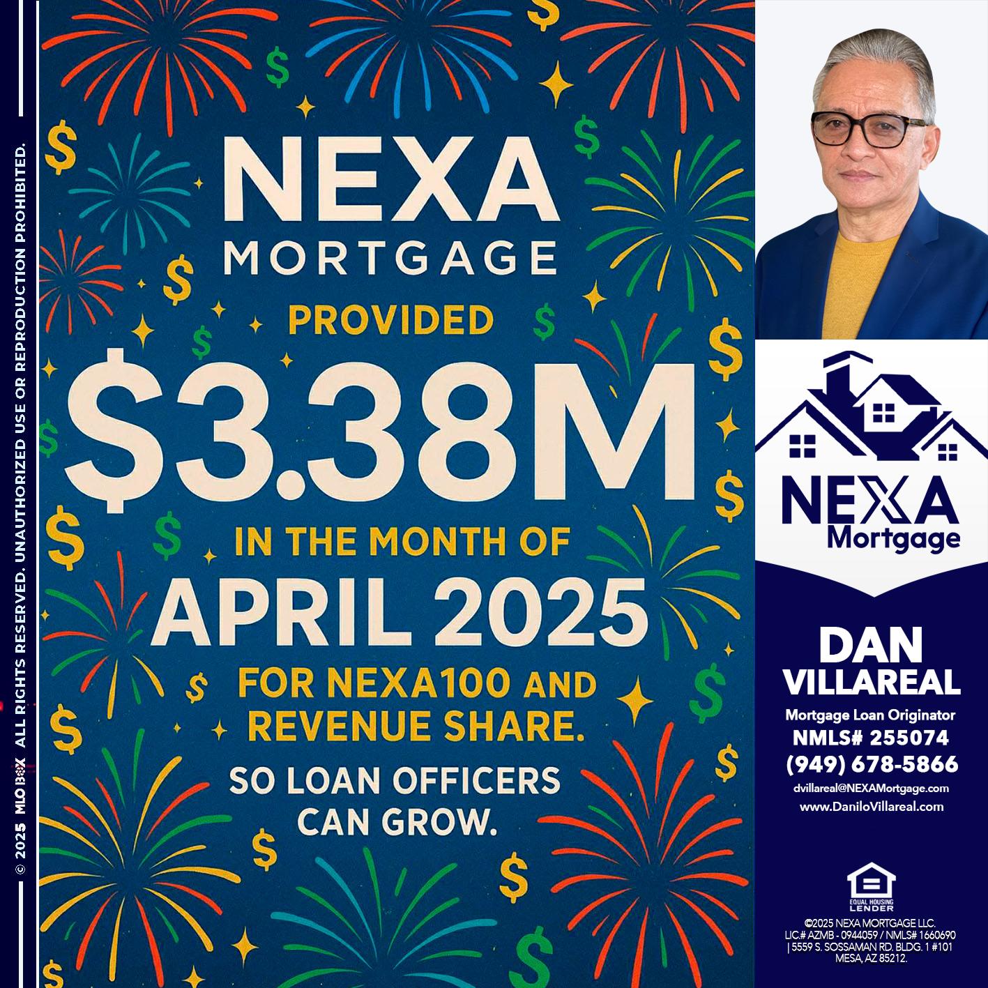 $3.38M - Dan Villareal -Mortgage Loan Originator