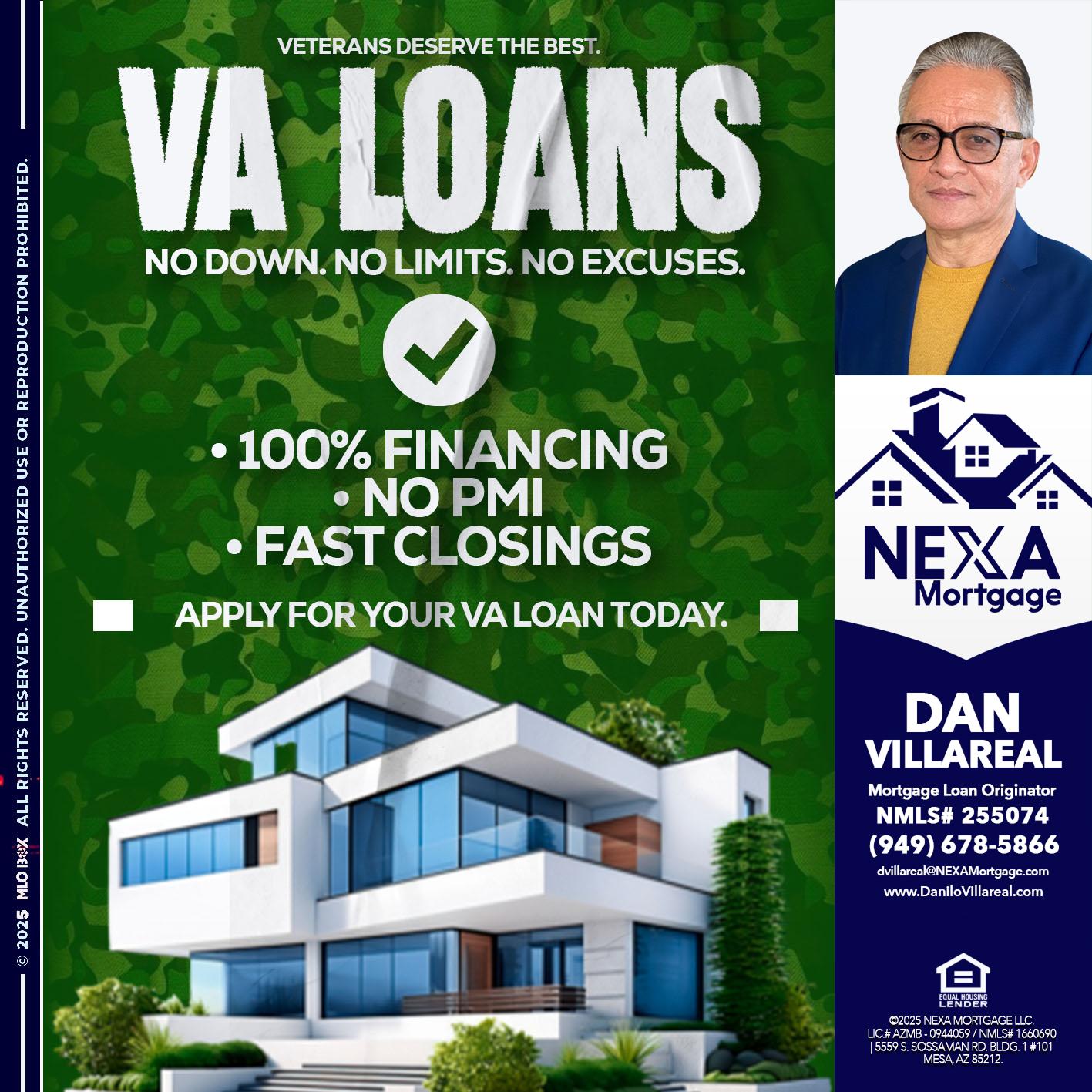VA LOANS - Dan Villareal -Mortgage Loan Originator