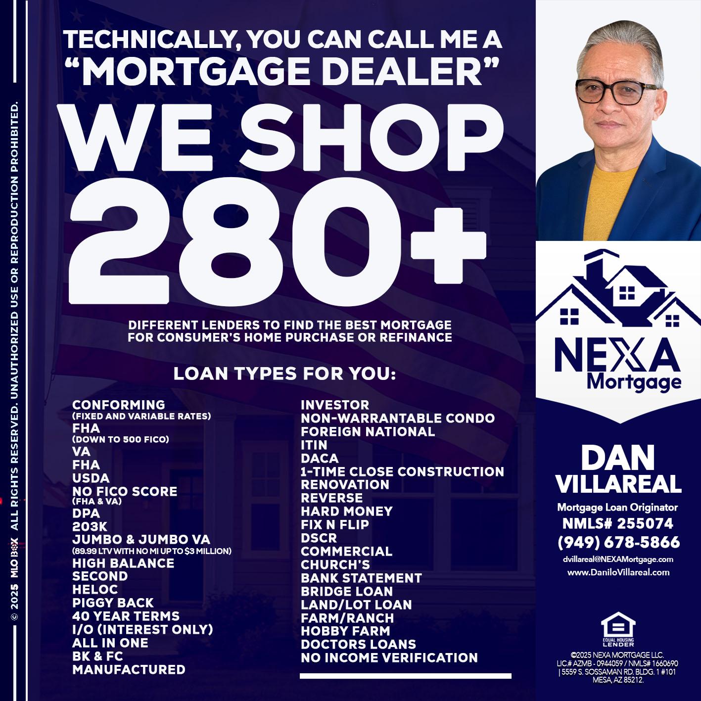 WE SHOP 280 + - Dan Villareal -Mortgage Loan Originator