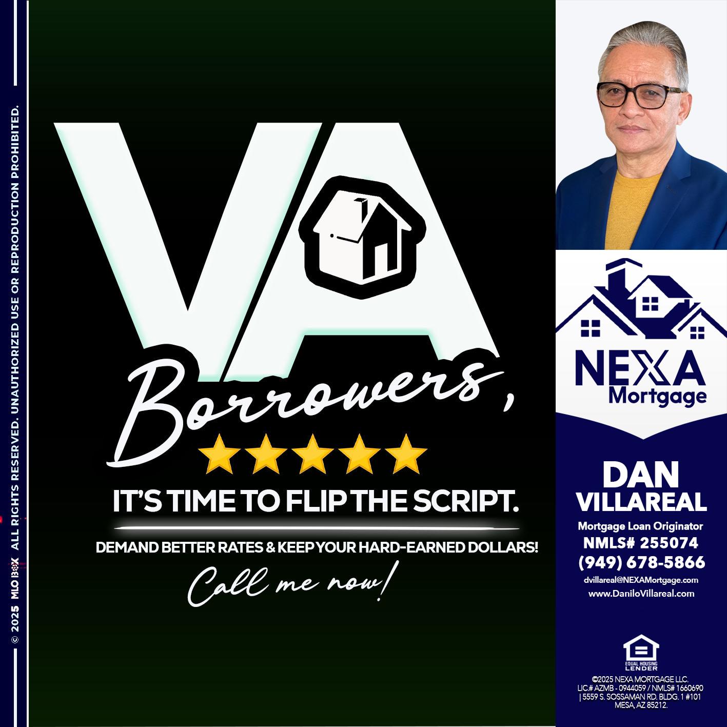 VA BORROWERS - Dan Villareal -Mortgage Loan Originator