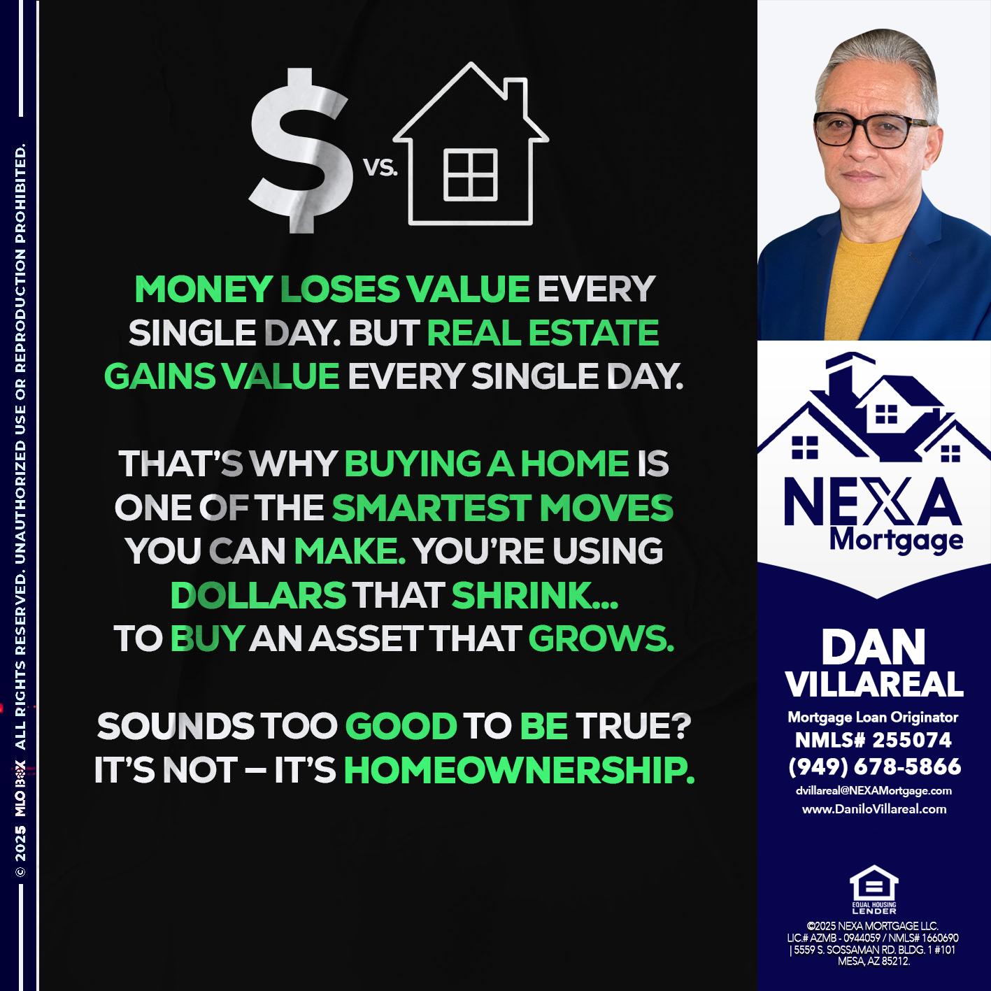 MONEY LOSES VALUE - Dan Villareal -Mortgage Loan Originator