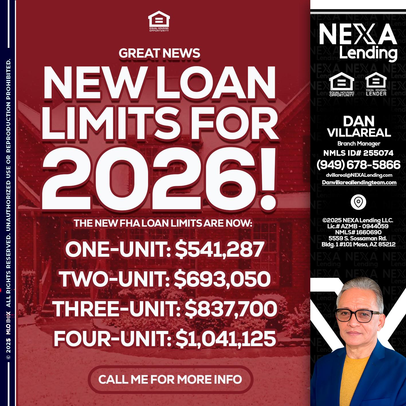 loan limits - Dan Villareal -Mortgage Loan Originator