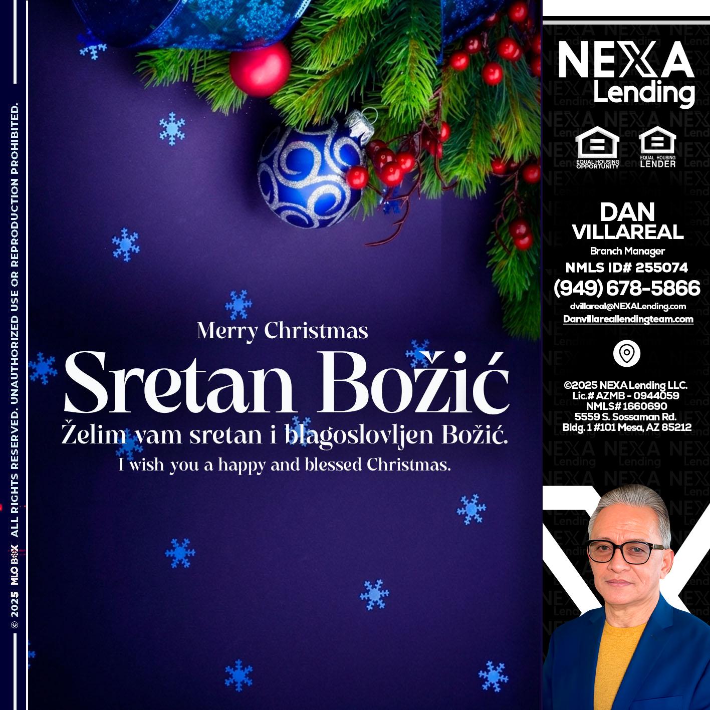 Sretan Božić - Dan Villareal -Mortgage Loan Originator
