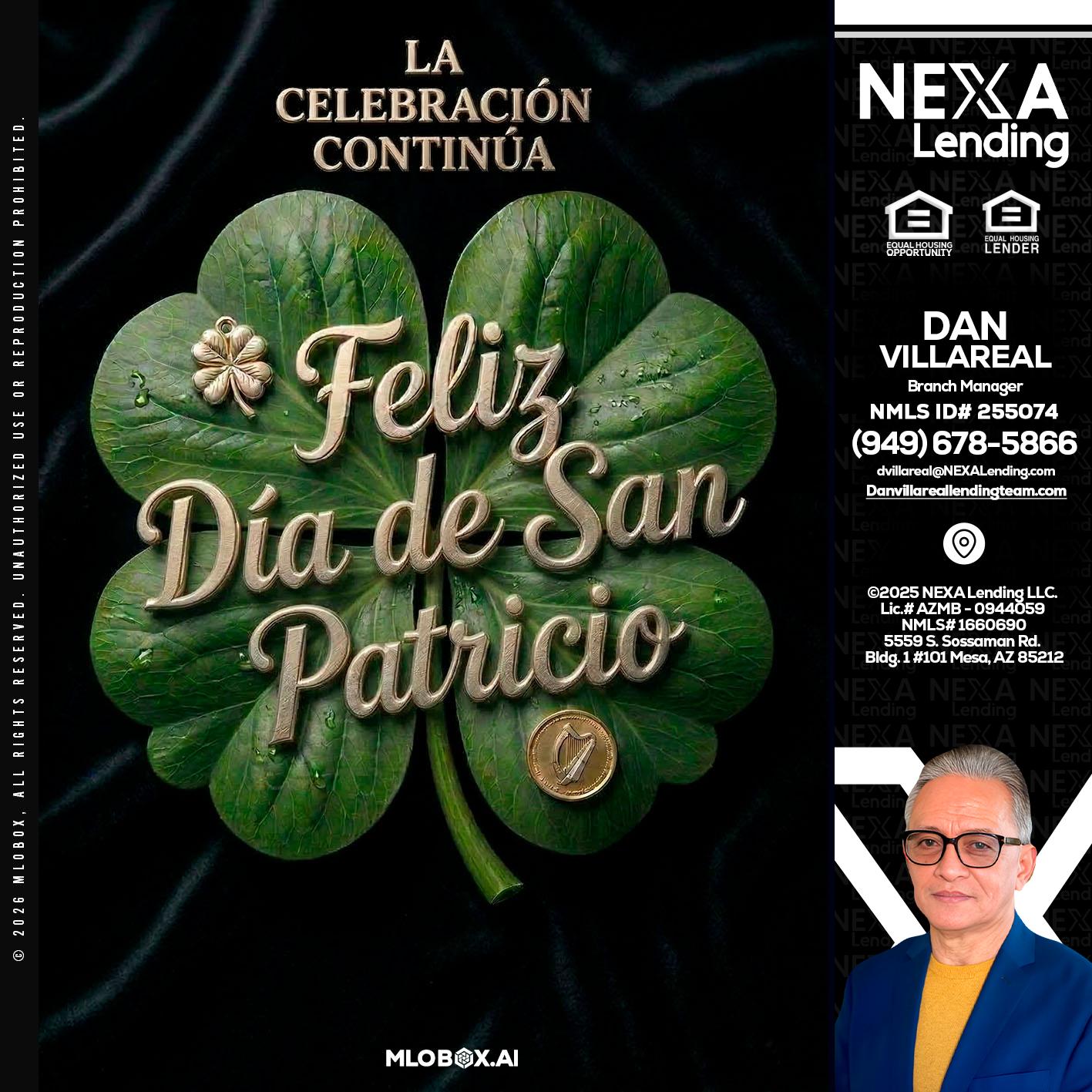 FELIZ DIA DE SAN PATRICIO - Dan Villareal -Mortgage Loan Originator