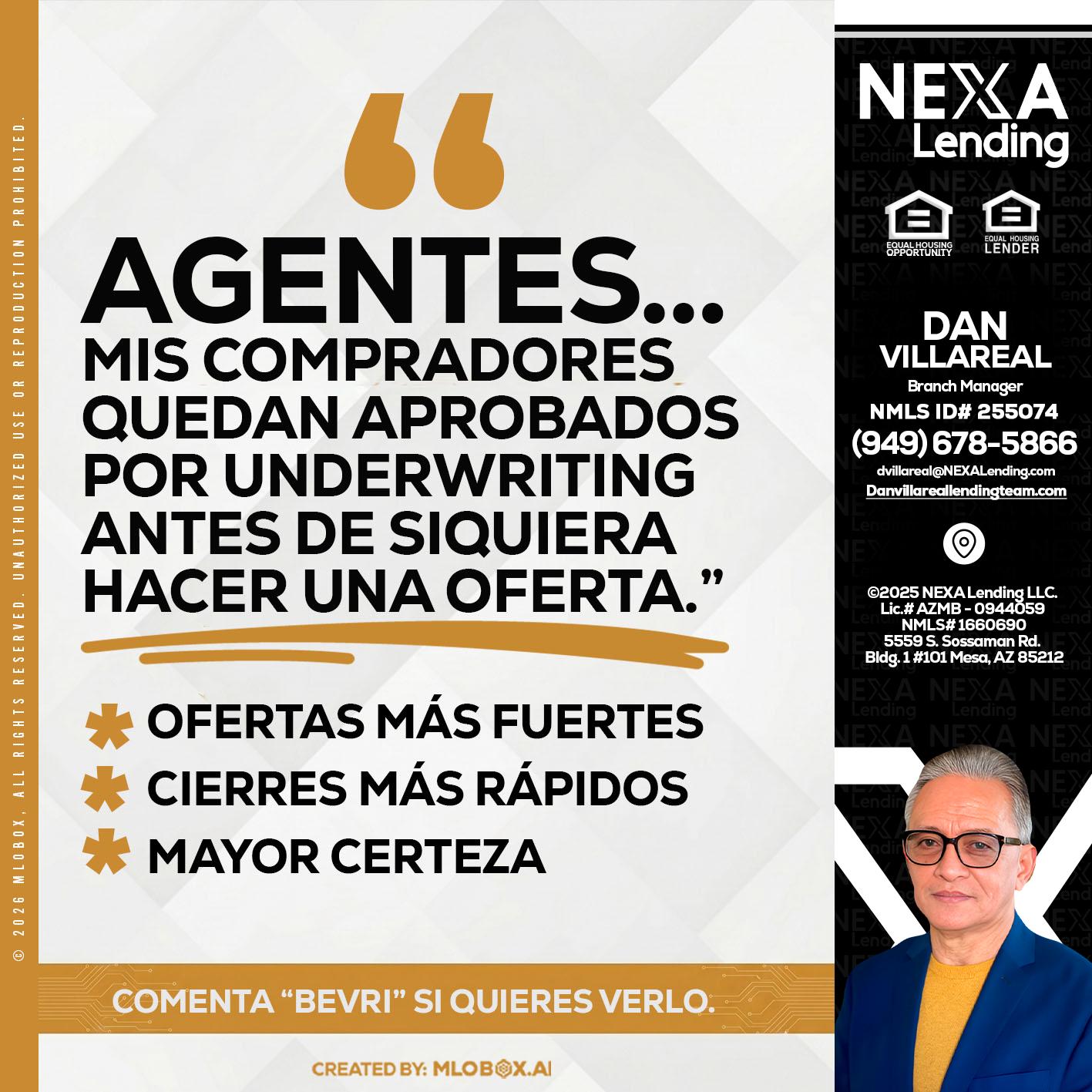 AGENTES - Dan Villareal -Mortgage Loan Originator