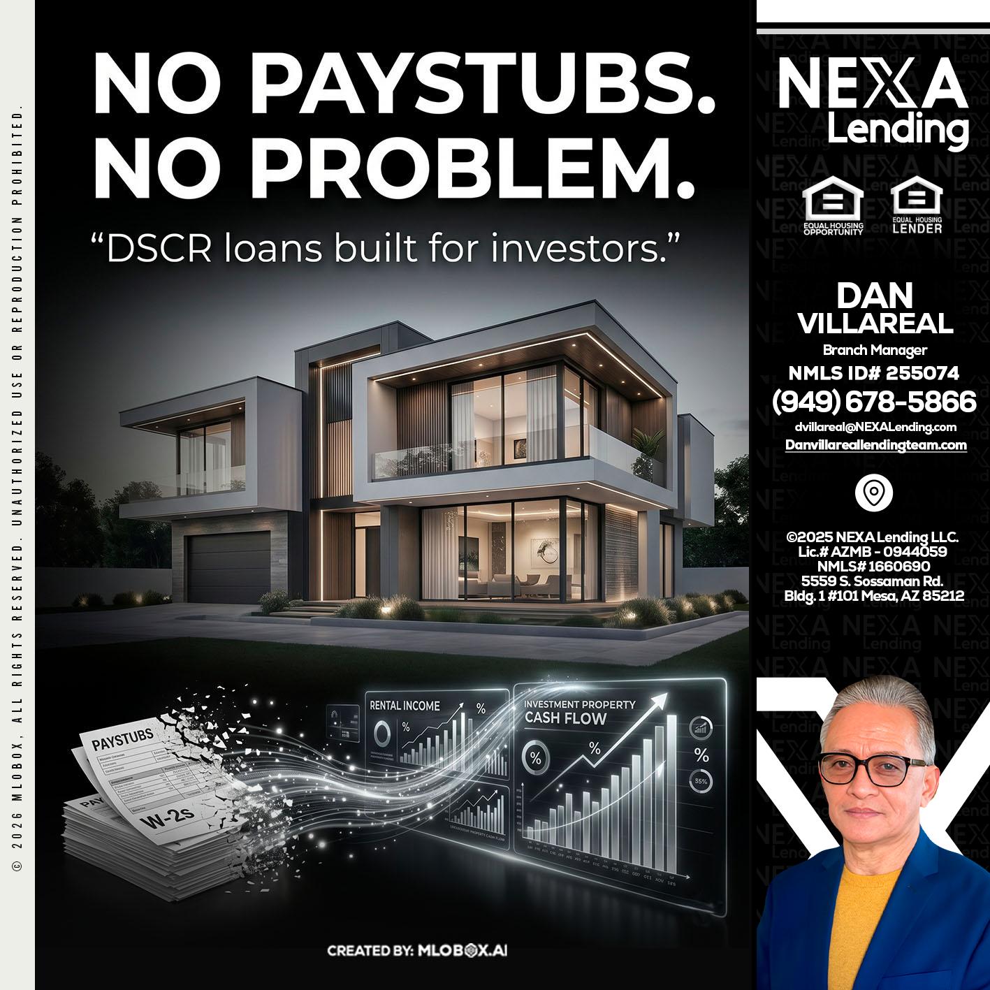 no paystub - Dan Villareal -Mortgage Loan Originator