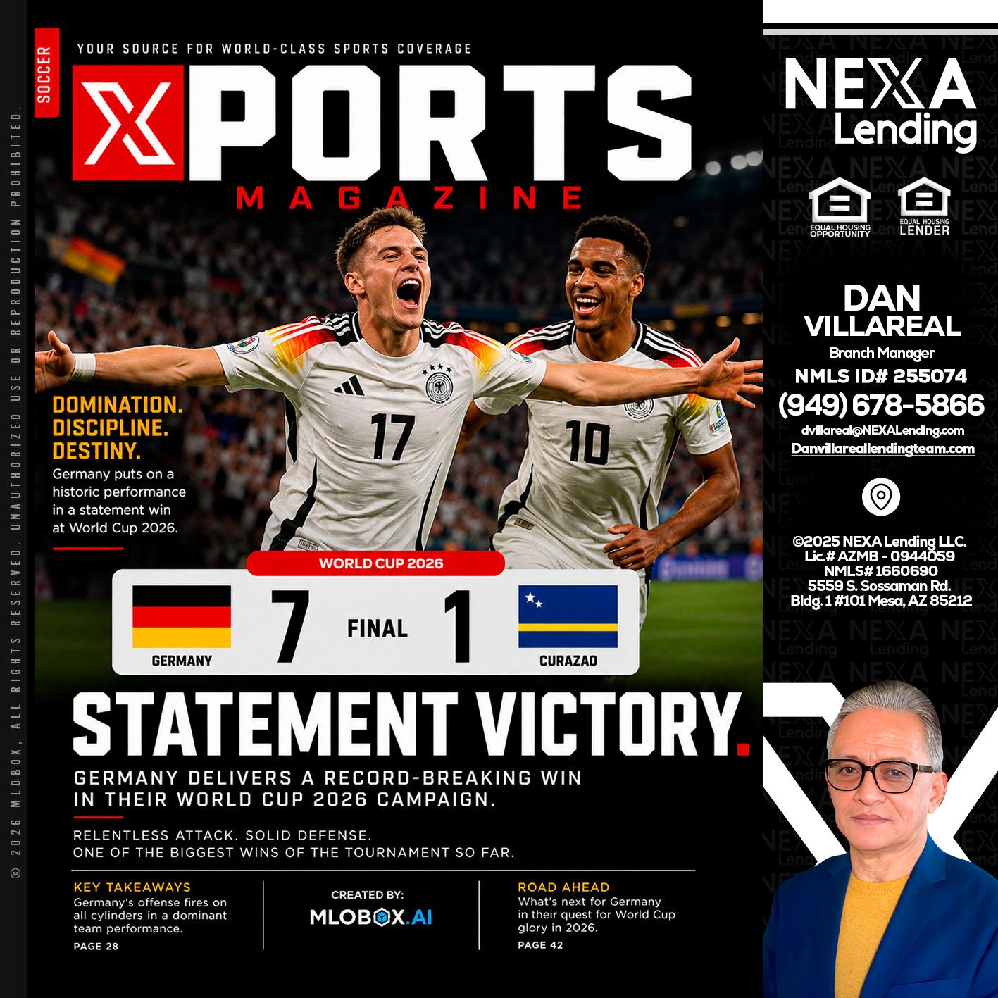 GERMANY VS CURASSAO (7-1) - Dan Villareal -Mortgage Loan Originator