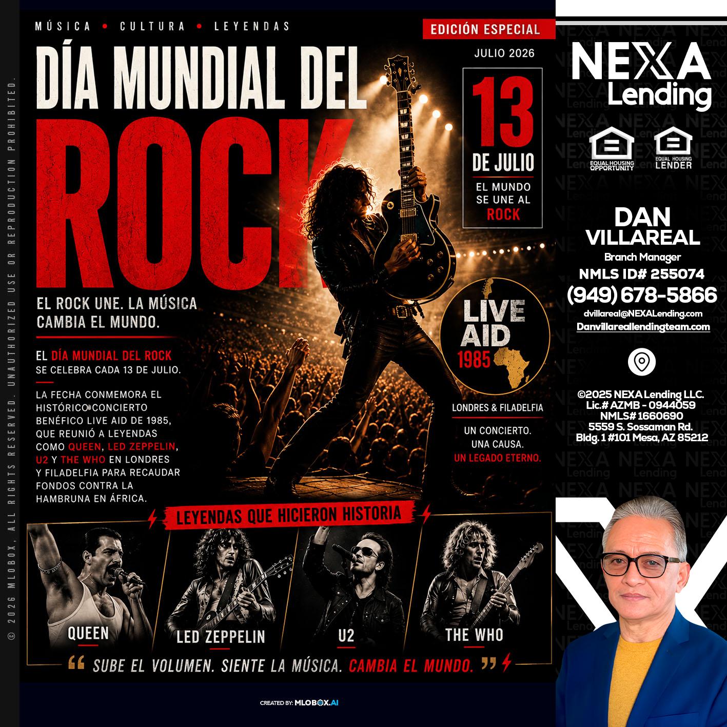 DIA MUNDIAL DEL ROCK - Dan Villareal -Mortgage Loan Originator